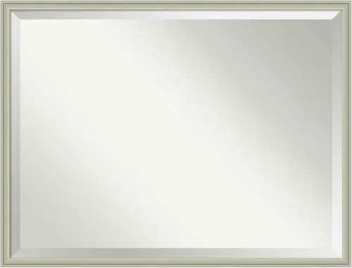 Vista 35 de Amanti Art - Espejo de baño plateado para sobre lavabo, espejo rectangular de níquel cepillado de 33x43, marco moderno extragrande, se cuelga