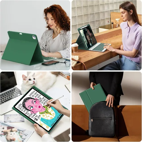 Vista 7 de FUWANG - Funda para iPad Air de 11 pulgadas y Air de 5ª y 4ª generación con Verde oscuro