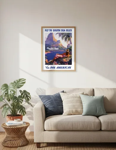 Vista 6 de Fly to South Seas Isles via Pan American Airways (PAA) Hawaii - Póster vintage de viaje de aerolínea por Paul George Lawler c.1940s - Impresión