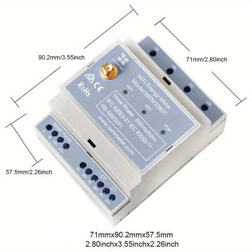 Vista 2 de Bi-direccional, carril DIN, monitor solar fotovoltaico, monitor de uso de energía, asistente doméstico, Modbus TCP/RTU, medidor de energía