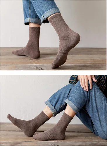 Vista 4 de Calcetines acolchados de algodón para hombre, calcetines suaves y finos de algodón para hombre, calcetines por encima del tobillo, 7 pares