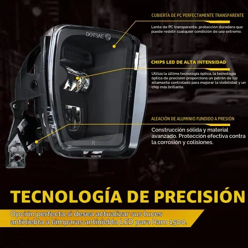 Vista 2 de Dodge Ram 1500 luces antiniebla LED 2013-2018 nueva versión faros antiniebla para Dodge Ram 1500 2013 2014 2015 2016 2017 2018 camión parachoques