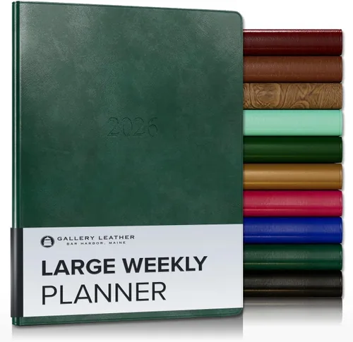 Vista 74 de Gallery Leather Planificador Semanal y Mensual Grande 2025-2026, Calendario Planificador y Cuaderno Elegantemente Encuadernado con Elegantes Bordes