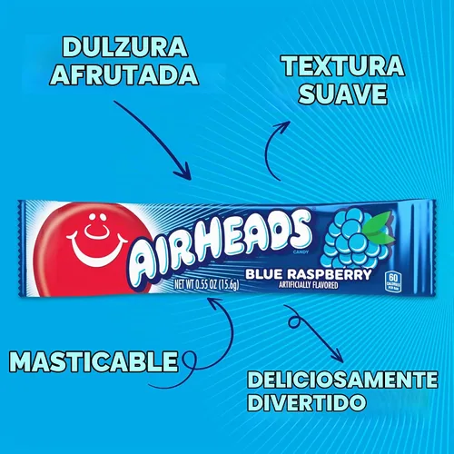 Vista 4 de Airheads Bares, 0.55 onza (Pack de 36) Caramelos Taffy a granel envueltos individualmente, con sabor artificial