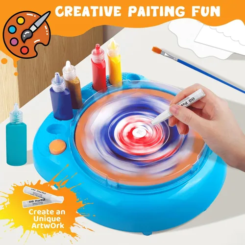 Vista 4 de Kit de máquina de arte giratorio de pintura para niños, artes y manualidades, juegos de juguetes giratorios para niños y niñas de 6, 7, 8, 9 años