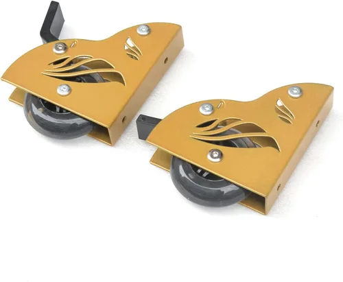 Vista 5 de DIYHD Kit de herramientas de escalera deslizante de 5 pies, sistema de pista rodante con rodillos de suelo de frenado, acabado dorado, escalera