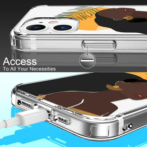 Vista 5 de LUHOURI Funda diseñada para iPhone 12 Mini con protector de pantalla, acrílico transparente para mujeres y niñas, funda protectora de ajuste delgado