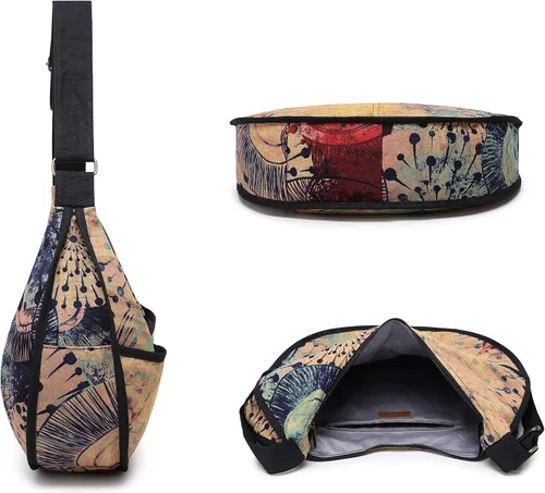 Vista 5 de OPQRSTU Bolso bandolera de lona para mujer, estilo hippie y grande