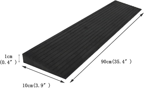 Vista 2 de INTSUPERMAI Rampa de umbral de goma sólida antideslizante para silla de ruedas, rampa portátil de goma sólida para baño, puertas, entradas