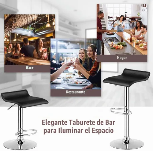 Vista 7 de NAFORT Juego de 2 taburetes de bar, sillas de bar giratorias ajustables contemporáneas, modernos taburetes de bar hidráulicos cromados sin respaldo