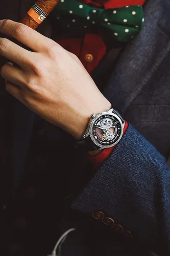 Vista 3 de Relojes de cuero de esqueleto para hombre, vestido de lujo automático, mecánico, automático, impermeable, luminoso, relojes de pulsera