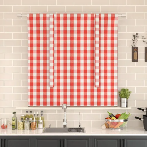 Vista 81 de Cenefas de cortina para ventana de 16 pulgadas de largo, 2 paneles de cuadros búfalo, cortinas pequeñas con bolsillo para barra, estilo clásico