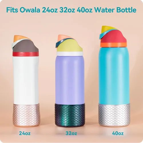 Vista 5 de Funda de Silicona para Botella de Agua Owala de 24oz, Manga Protectora Antideslizante Brillante para Botella de Agua Owala que Protege las Botellas