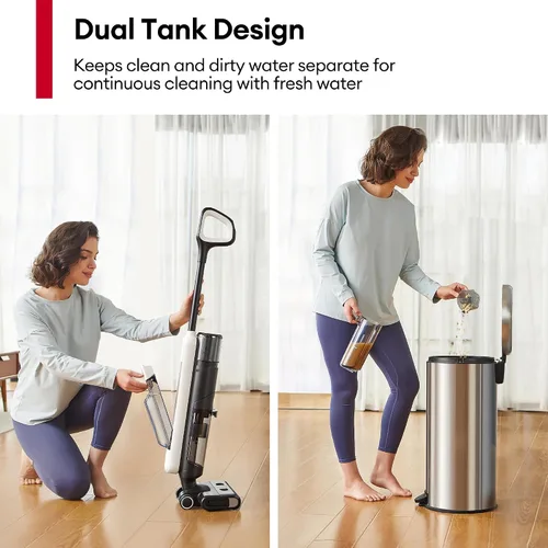 Vista 8 de Ultenic Aspiradora y trapeador inalámbrico en seco y húmedo, Combo de aspiradora y trapeador con auto-limpieza, 50 minutos de duración, detección