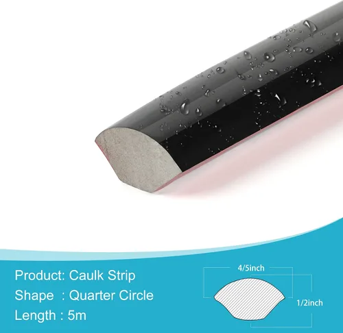 Vista 3 de Moldura flexible de un cuarto de redondeo autoadhesivo, ribete impermeable de 16.5 pies para bordes de pared y techo, armarios y encimeras (negro)