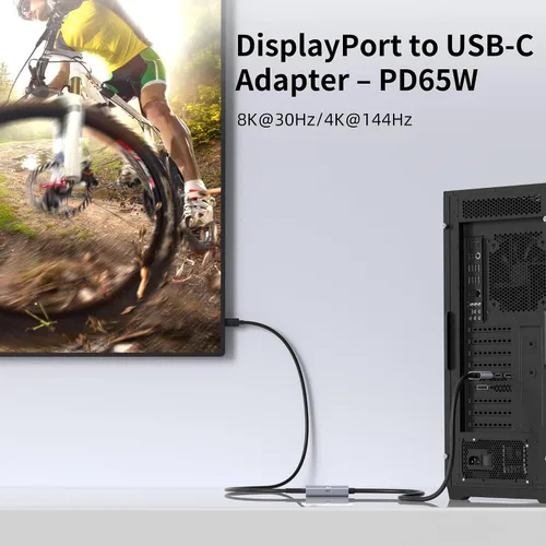 Vista 3 de Adaptador DisplayPort a USB C 8K a 30Hz 4K a 144Hz (requiere modo Alt DP)
