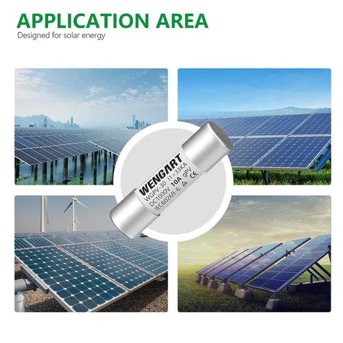 Vista 2 de Fusibles Solares Wengart WGPV-30, DC1000V 10Amp, 10x38mm, I133kA, Fusibles Fotovoltaicos Rápidos para Aplicaciones Solares Fotovoltaicas, 10 piezas