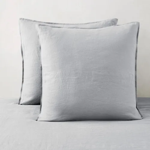 Vista 20 de ATLINIA Juego de 2 fundas de almohada 100% lino, tamaño europeo de 26 x 26 pulgadas, fundas de almohada de lino, color gris oscuro