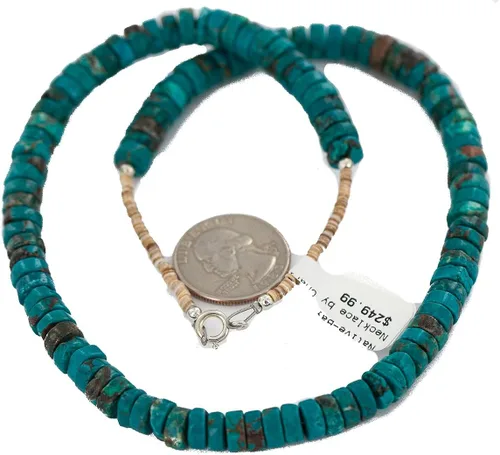 Vista 4 de Collar LomaSiiva de plata auténtica con certificado Navajo Magnesita Nativa Americana 750222, Metal, turquesa estabilizada
