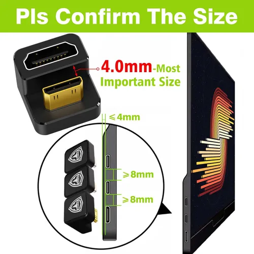 Vista 4 de AGVEE Adaptador Angular de 180 Grados USB-C a USB-C y Convertidor Mini HDMI a HDMI en Forma de U con Lado Largo Hacia Adentro, HDMI 2.0 4k@60HZ