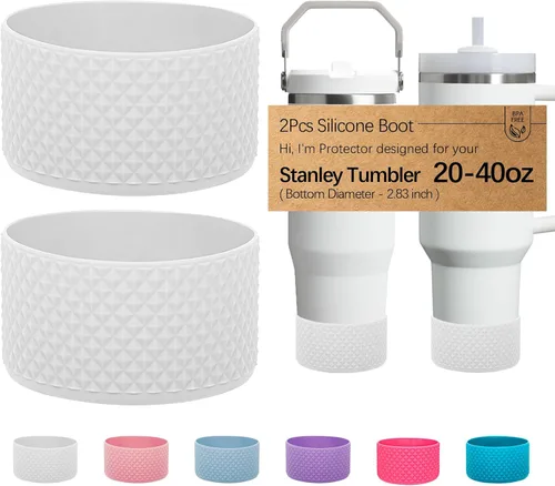 Vista 19 de WK IEASON 2 Piezas Protector de Base Tipo Bota para Vaso Stanley Quencher Adventure 40oz y Stanley IceFlow 20oz 30oz y Compatible con Botella de 3D