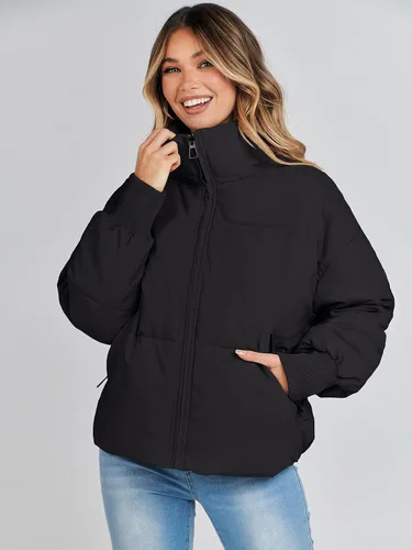 Vista 7 de MEROKEETY Women's Winter Puffer Jacket Long Sleeve Short Warm Quilted Baggy Coats 2025 Outerwear