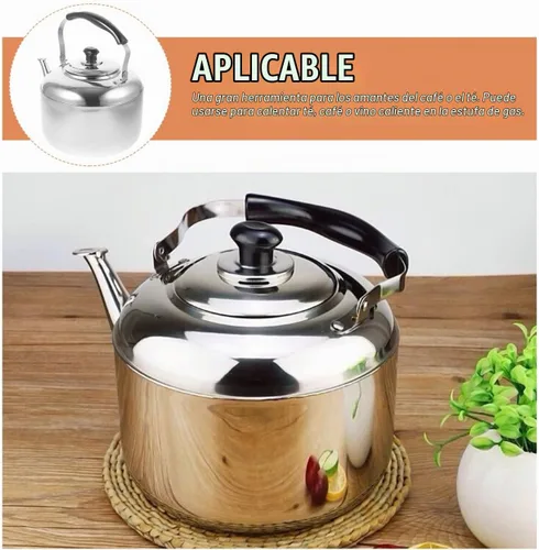 Vista 7 de DOITOOL Hervidor de té de acero inoxidable 6L, estufa de grado alimenticio, hervidor de té silbante, estufa clásica, tetera portátil para campamento
