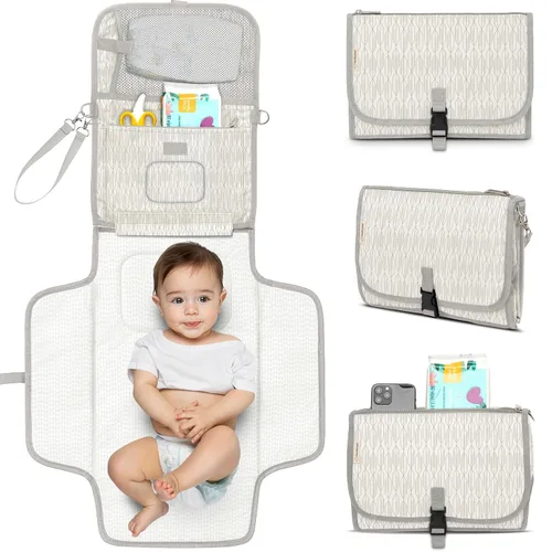 Vista 19 de KeaBabies Cambiador portátil de pañales - Gran cambiador de bebé impermeable, compacto para viajes, bolsillos funcionales para accesorios esenciales