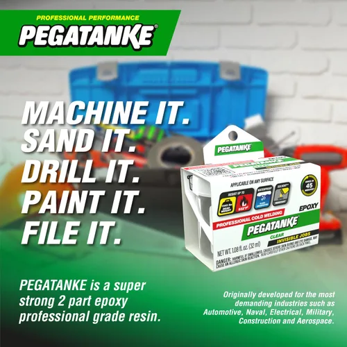 Vista 4 de PEGATANKE - Resina epoxi transparente de 2 partes Adhesivo profesional de soldadura en frío Pegamento de metal de alta resistencia para tanques