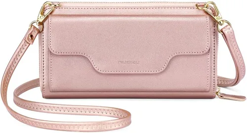 Vista 13 de nuoku Bolso pequeño para mujer, cartera con bloqueo RFID, bolso cruzado con bolsillo para teléfono celular 01 - negro