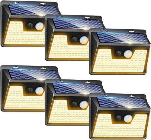 Vista 30 de Peasur Luces Solares para Exteriores con Sensor de Movimiento, 140 LED Luz Solar Alimentada por Energía Solar para Cerca Impermeable, 3 Modos