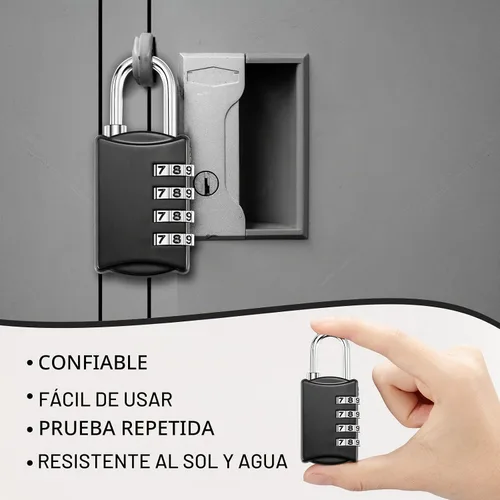 Vista 5 de Moxweyeni 5 piezas de candados de combinación de 4 dígitos pequeños, candados de número para equipaje, candados impermeables al aire libre