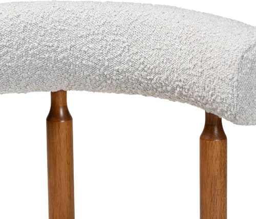 Vista 6 de Baxton Studio Edric Modern Japandi - Juego de sillas de comedor de 2 piezas con tela de boucle gris claro y acabado marrón nogal