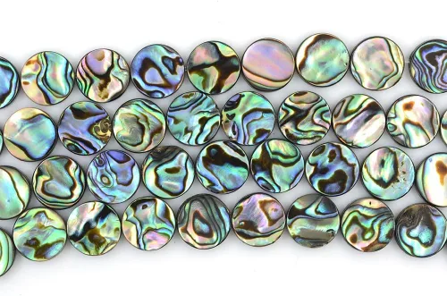 Vista 8 de 0.236 in Natural Abulón Shell Moneda Plana Cuentas Strand 16 Pulgadas Joyería Hacer Perlas