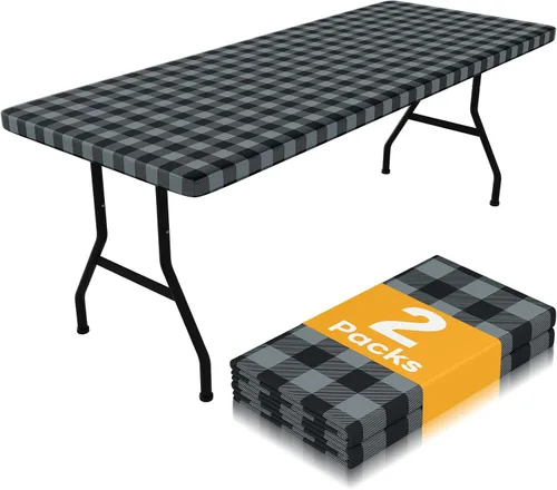 Vista 28 de Smiry Mantel de Mesa de Picnic Paquete de 2, Manteles Ajustables Elásticos Impermeables para Mesas Rectangulares de 18 x 72 pulgadas, Mantel