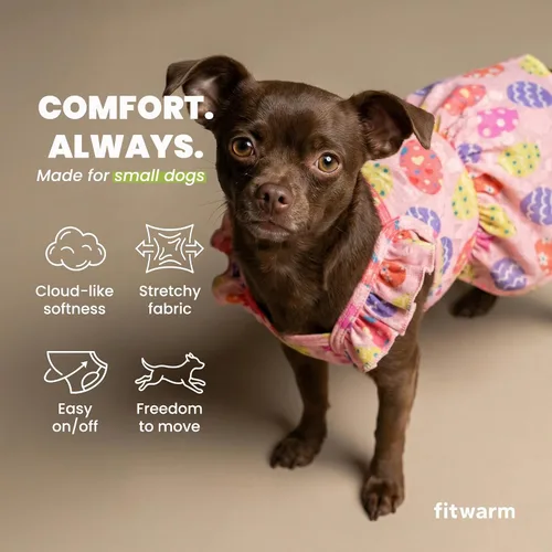 Vista 6 de Fitwarm Vestido de huevo de Pascua para perro, ropa de vacaciones para perros pequeños y niñas, traje de Pascua para mascotas, rosa, amarillo