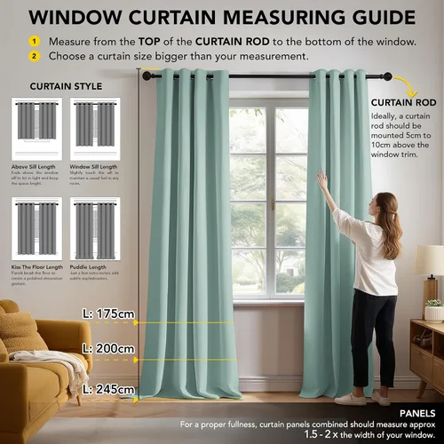 Vista 9 de Deconovo Cortinas opacas de 54 pulgadas de largo, cortinas de ventana para Aqua