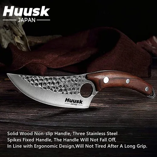 Vista 5 de Smith Chu Regalo para hombres Cuchillo vikingo forjado a mano Acero de alto carbono Japón Cuchillos de chef para barbacoa Carne Verduras Corte