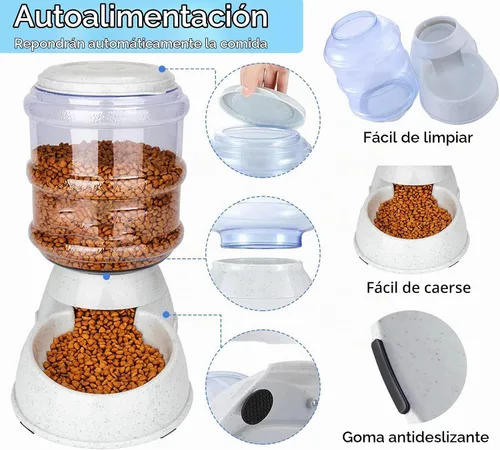 Vista 4 de Comedero automático para perros, dispensador de comederos para perros grandes, estación de alimentación automática de 3 galones por gravedad