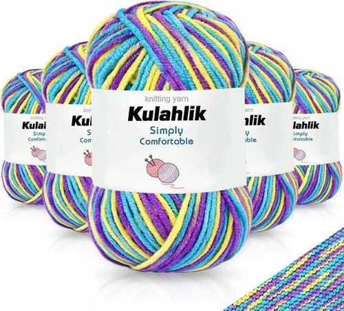 Vista 93 de 50g (1x50g) Hilo Acrílico para Crochet y Tejido, Hilo Degradado Colorido, 1 Rollo de Madejas, Hilo Acrílico Multicolor, Perfecto para Proyectos