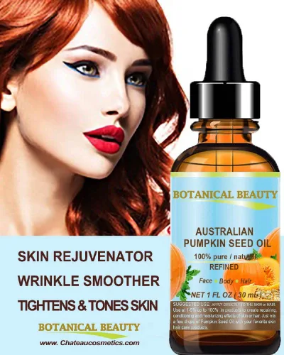 Vista 4 de Aceite de semilla de calabaza australiano 100% puro natural refinado aceite portador prensado en frío 1 fl oz.- 1.0 fl oz. para cara, piel, cabello