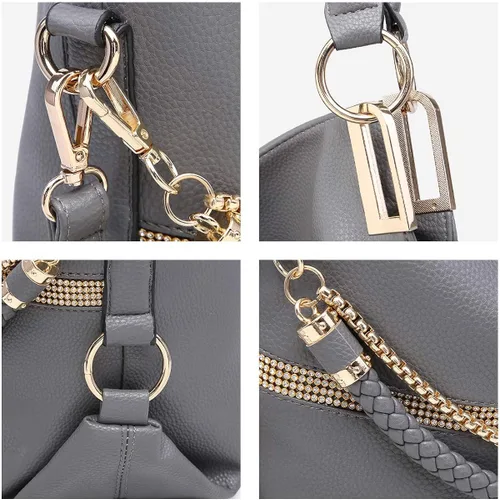 Vista 5 de Dasein Purses for Women Vegan Leather Handbags Rhinestones Hobo Bags Tote Purse Shoulder Bag Ladies Handbag