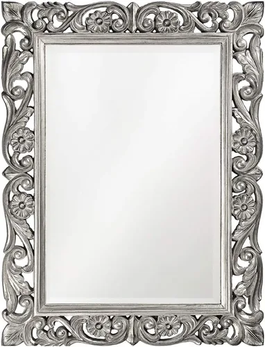 Vista 25 de Howard Elliott Chateau Rectangular Hanging Wall Mirror, Scroll Work Frame, Black, 31.5 x 42 Inch