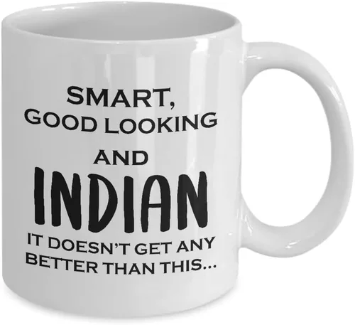 Vista 2 de Taza de café india, taza de té – Novedad de 11 oz – Orgullo de la India, Patrimonio Nacional, Nacionalidad, Razas Humanas, Raíces Indias, Divertida