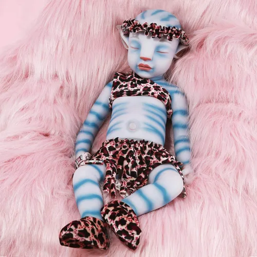 Vista 7 de Vollence Muñecas de bebé de cuerpo completo de silicona Avatar durmiendo de 17 pulgadas, no son muñecas de vinilo, bebé Na'vi Reborn todo