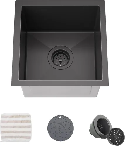Vista 11 de TORVA Fregadero de Montaje Bajo para Cocina de 13 x 15 Pulgadas, Fregadero de Barra de Acero Inoxidable 304 Premium - Cuenca Profunda de 8 Pulgadas