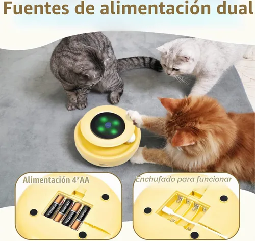 Vista 6 de ORSDA Juguetes interactivos 2 en 1 para gatos de interior, bolas de juguete automáticas para gatos, juguetes de plumas emboscadas con 6 plumas