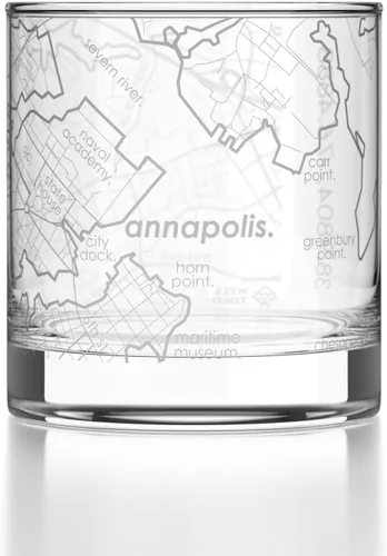 Vista 117 de Well Told Vaso de rocas grabado con mapa de Akron, Ohio, cristalería estilo antiguo (325ml, transparente) Vaso de bourbon grabado, regalos