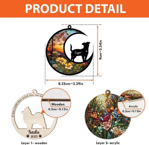 Vista 5 de LOVELYPOD Campanillas de viento para perros, regalos personalizados de pérdida de mascotas para amantes, adorno conmemorativo de condolencias, 3.54