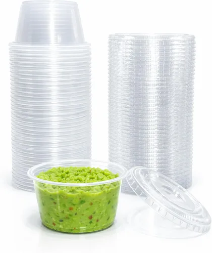 Vista 13 de Taza de plástico transparente para soufflé de 1 oz, tazas de porciones sin BPA con tapas, 100